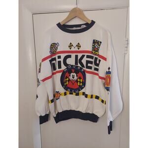 Vtg JG Hook Walt Disney Mickey Mouse Circuit Racecar Racer Crew Sweatshirt XL